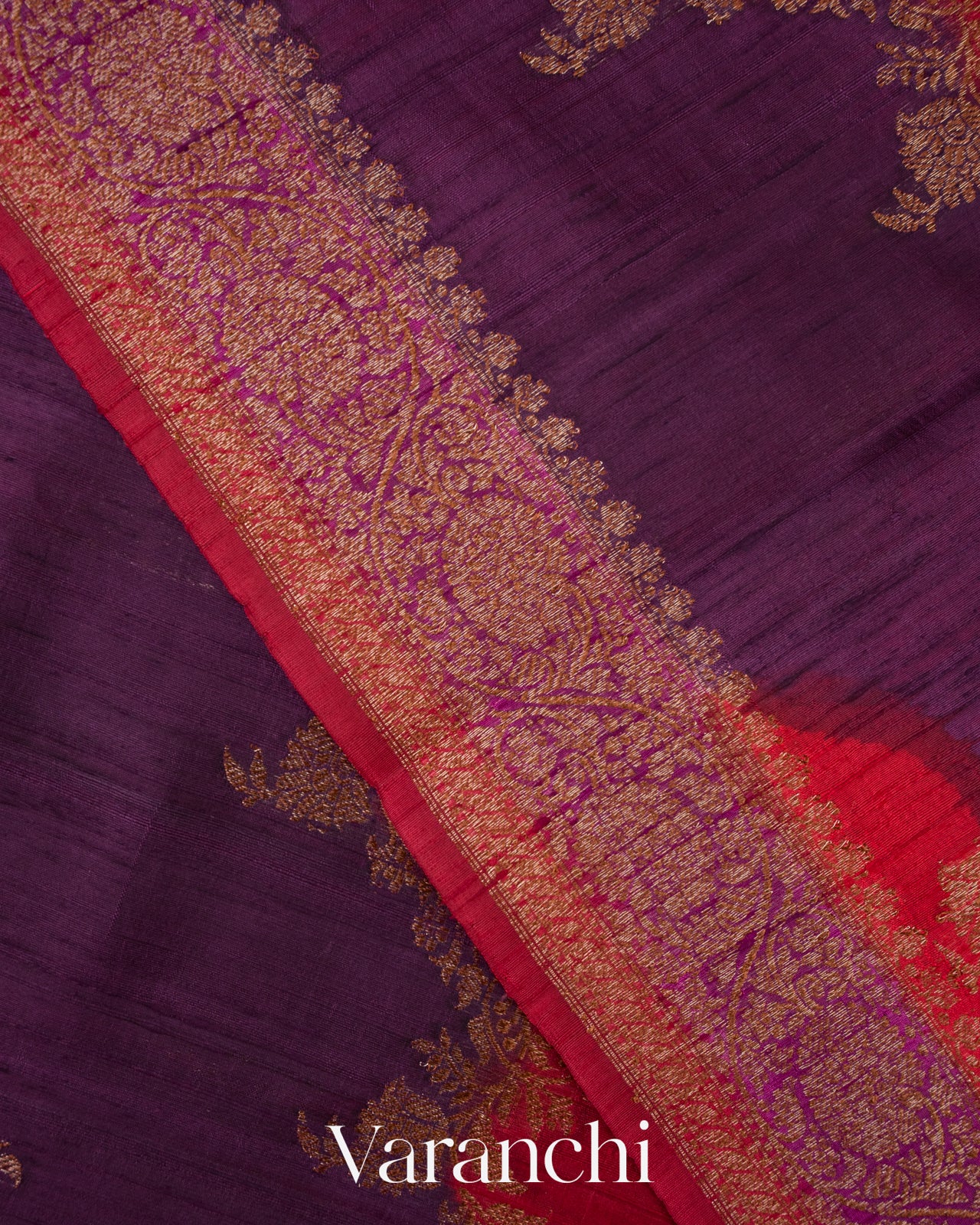 Purple Tricolour Rangkaat Raw Silk Handloom Saree
