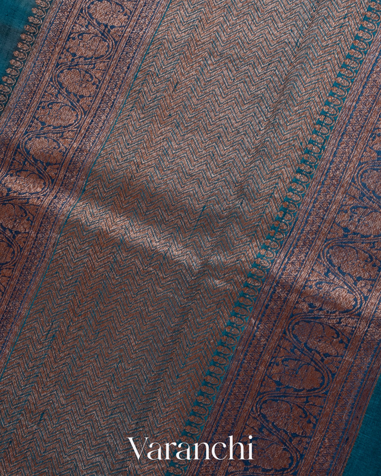 Shades Of German Blue Shibori Raw Silk Handloom Saree
