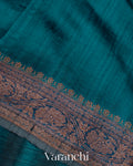 Shades Of German Blue Shibori Raw Silk Handloom Saree