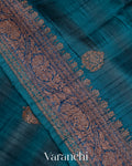 Shades Of German Blue Shibori Raw Silk Handloom Saree