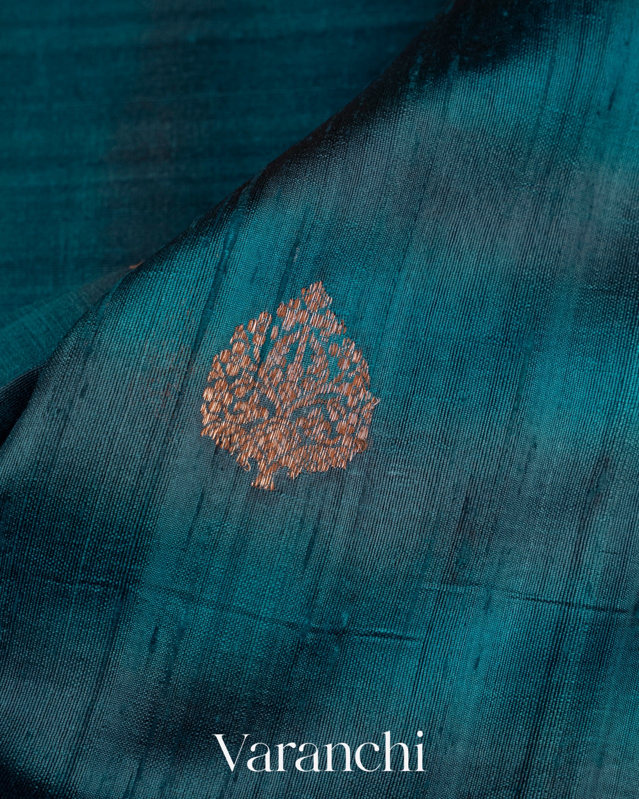 Shades Of German Blue Shibori Raw Silk Handloom Saree
