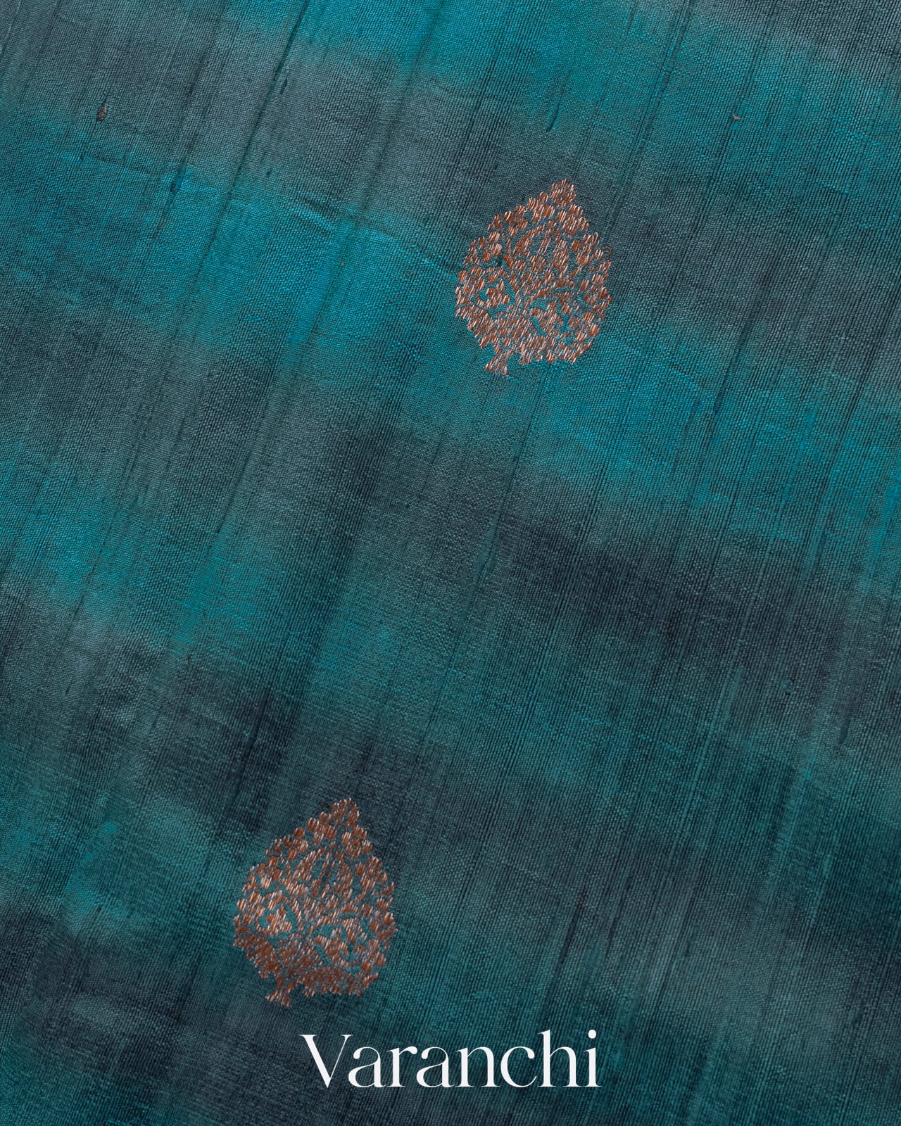 Shades Of German Blue Shibori Raw Silk Handloom Saree