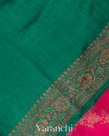Magenta Leheriya Pure Raw Silk Handloom Saree