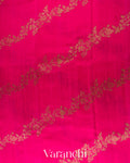 Magenta Leheriya Pure Raw Silk Handloom Saree