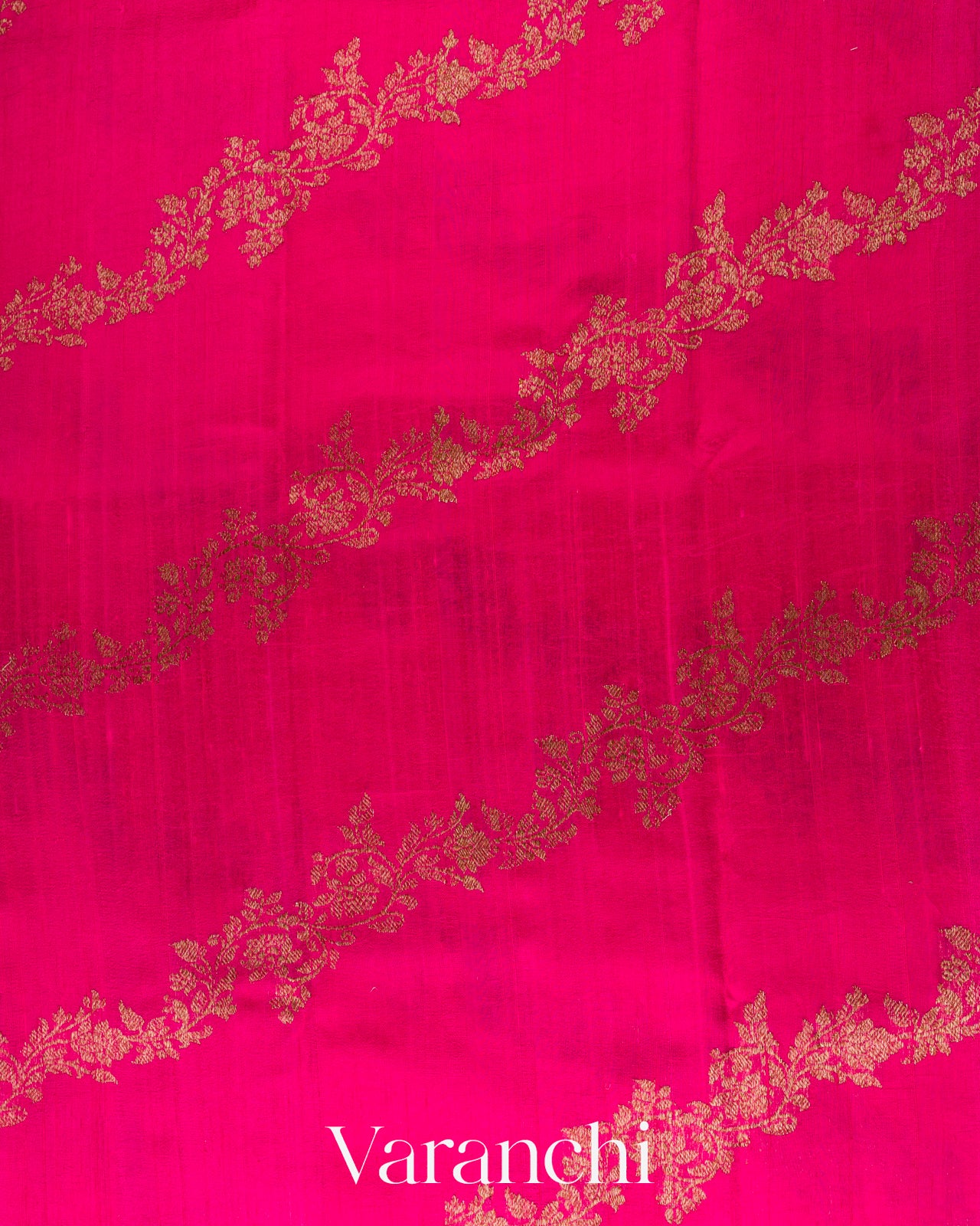 Magenta Leheriya Pure Raw Silk Handloom Saree