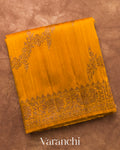 Mustard Yellow Lehariya Pure Raw Silk Handloom Saree