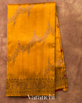 Mustard Yellow Lehariya Pure Raw Silk Handloom Saree