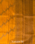 Mustard Yellow Lehariya Pure Raw Silk Handloom Saree
