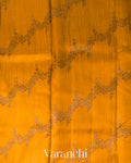 Mustard Yellow Lehariya Pure Raw Silk Handloom Saree