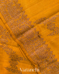 Mustard Yellow Lehariya Pure Raw Silk Handloom Saree