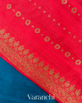 Prussian Blue Borderless Pure Raw Silk Handloom Saree