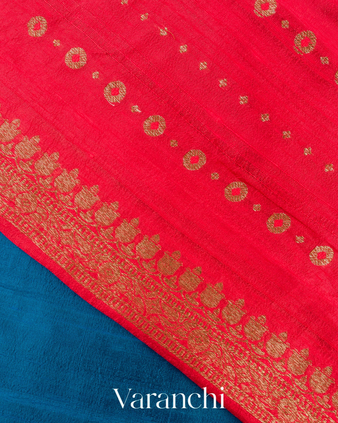 Prussian Blue Borderless Pure Raw Silk Handloom Saree