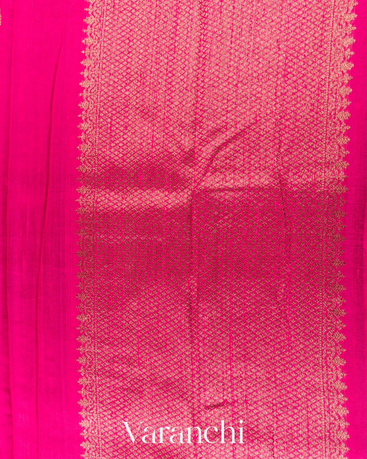 Bright Rani Pink Borderless Pure Raw Silk Handloom Saree 