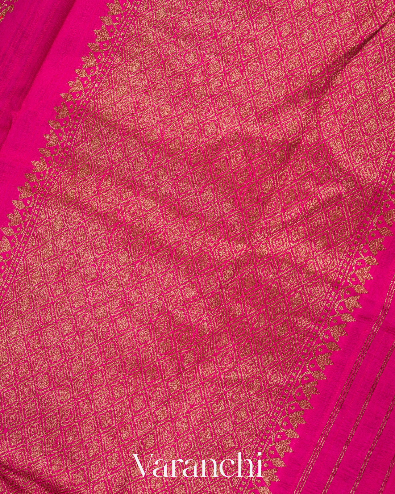 Rani Pink Borderless Pure Raw Silk Handloom Saree