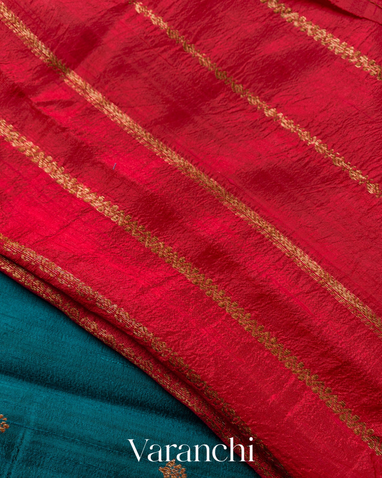 Teal Blue Borderless Pure Raw Silk Handloom Saree