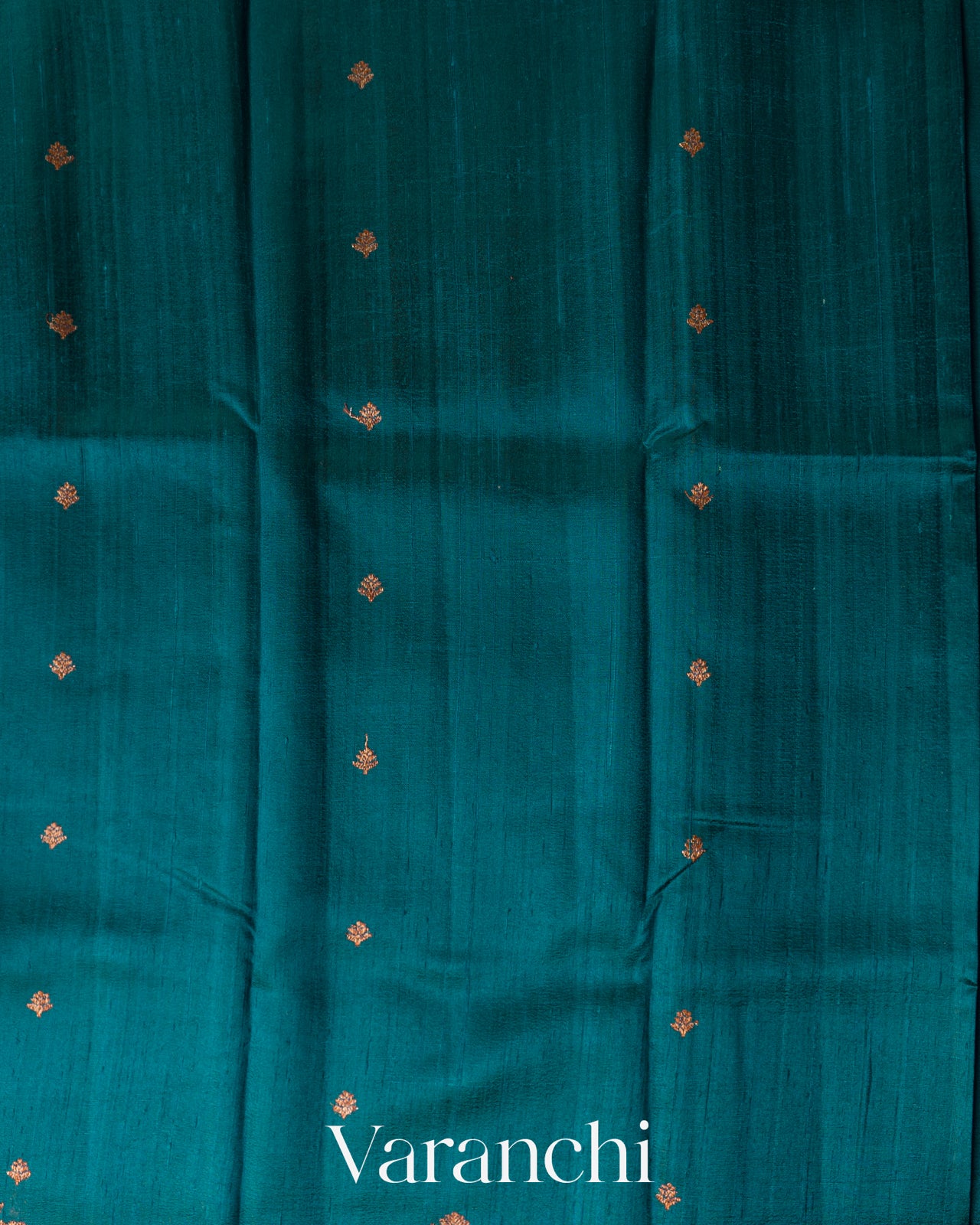 Teal Blue Borderless Pure Raw Silk Handloom Saree