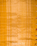 Turmeric Yellow Checks Pure Raw Silk Handloom Saree  