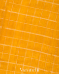 Turmeric Yellow Checks Pure Raw Silk Handloom Saree  