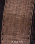 Jet Black Raw Silk Handloom Saree 