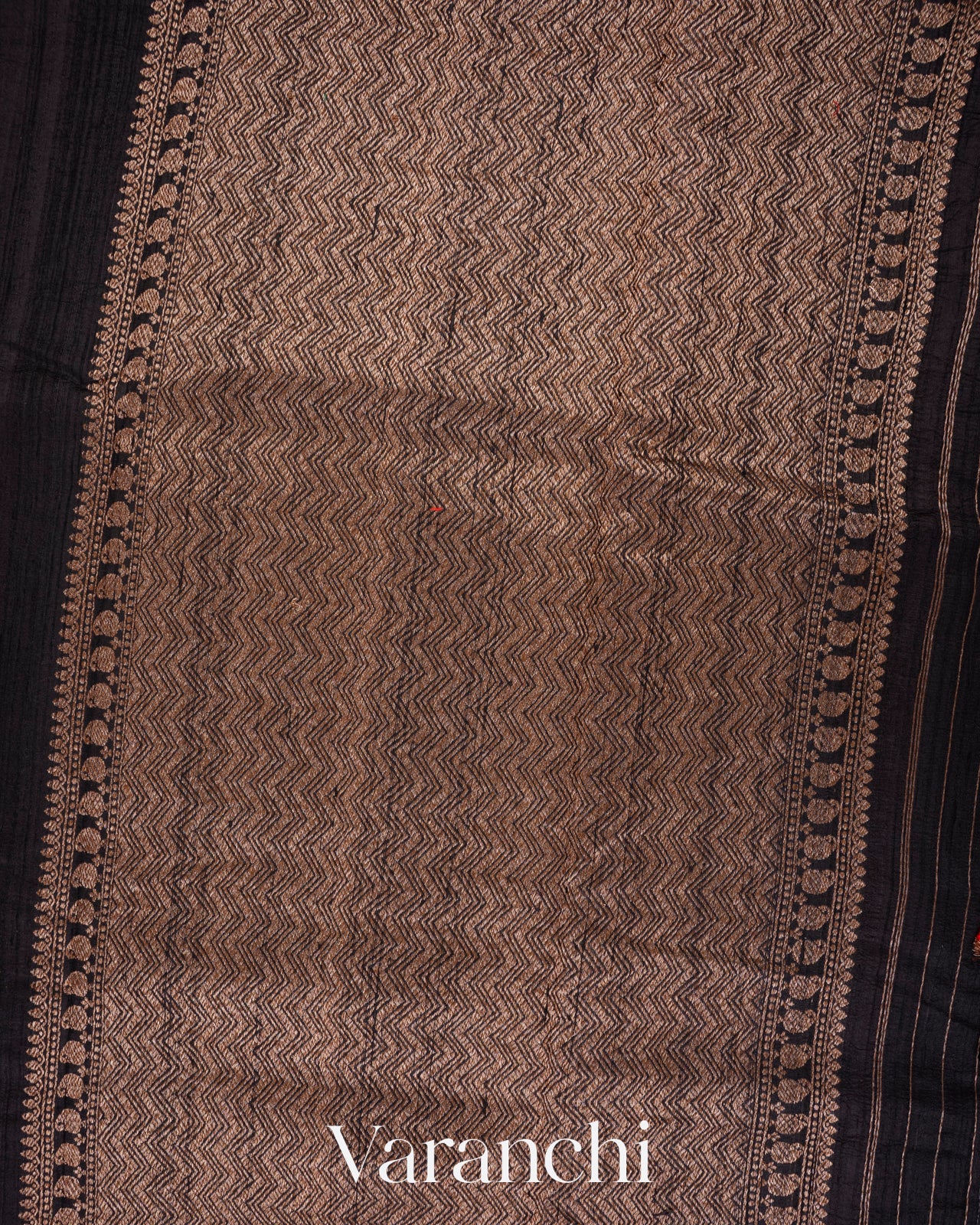 Jet Black Raw Silk Handloom Saree 