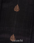 Jet Black Raw Silk Handloom Saree 