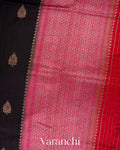 Deep Black Pure Raw Silk Handloom Saree