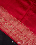 Deep Black Pure Raw Silk Handloom Saree