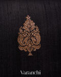Deep Black Pure Raw Silk Handloom Saree