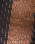 Charcoal Black Borderless Striped Pure Raw Silk Handloom Saree