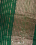 Bottle Green Striped Pure Raw Silk Handloom Saree