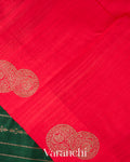 Bottle Green Striped Pure Raw Silk Handloom Saree