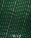 Bottle Green Striped Pure Raw Silk Handloom Saree