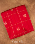 Chilli Red Checks Raw Silk Handloom Saree