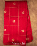 Chilli Red Checks Raw Silk Handloom Saree