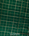 Emerald Green Checks Raw Silk Handloom Saree