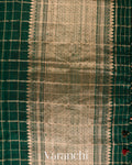 Bottle Green Checks Raw Silk Handloom Saree