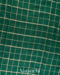 Bottle Green Checks Raw Silk Handloom Saree