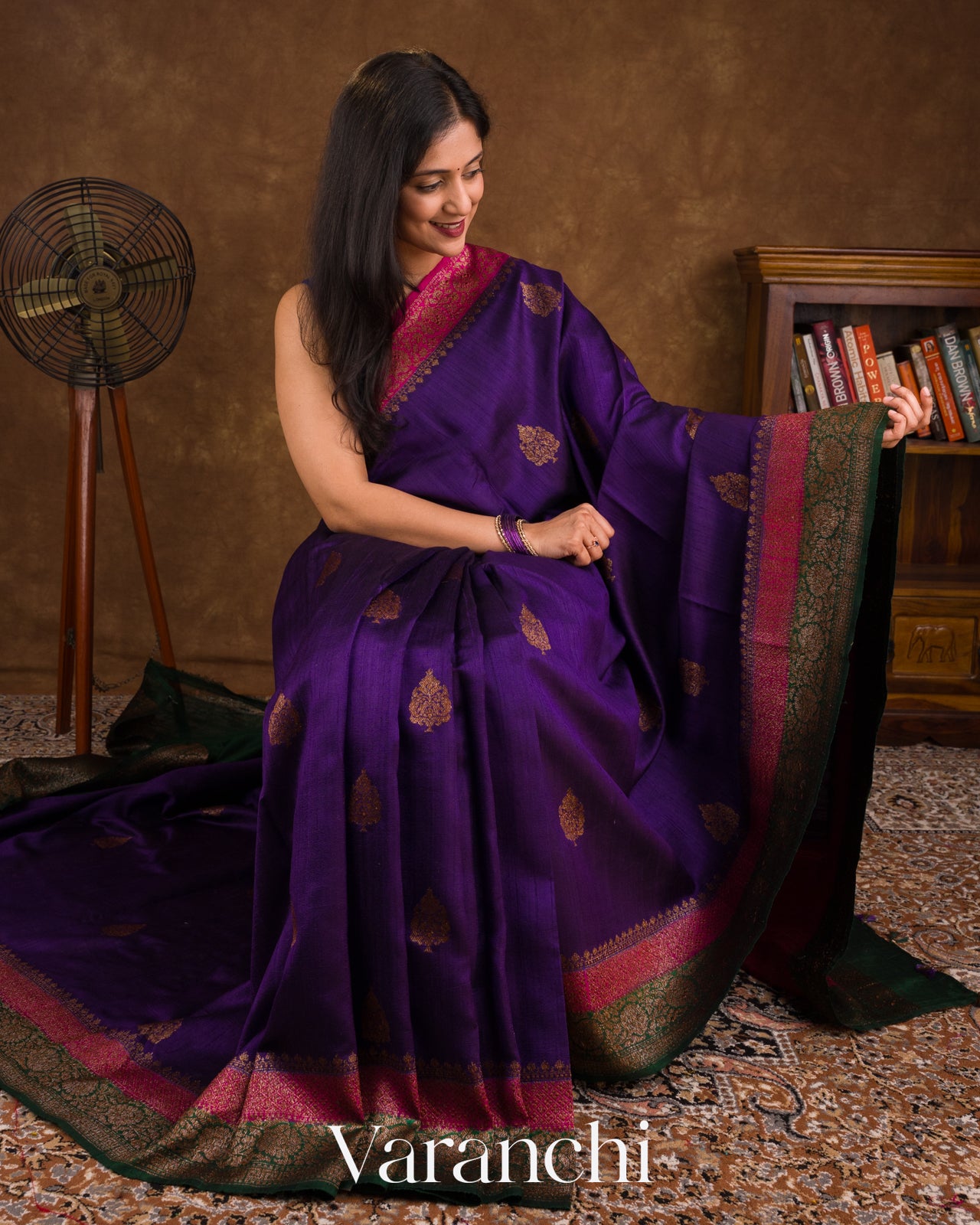Royal Violet Pure Raw Silk Handloom Saree 