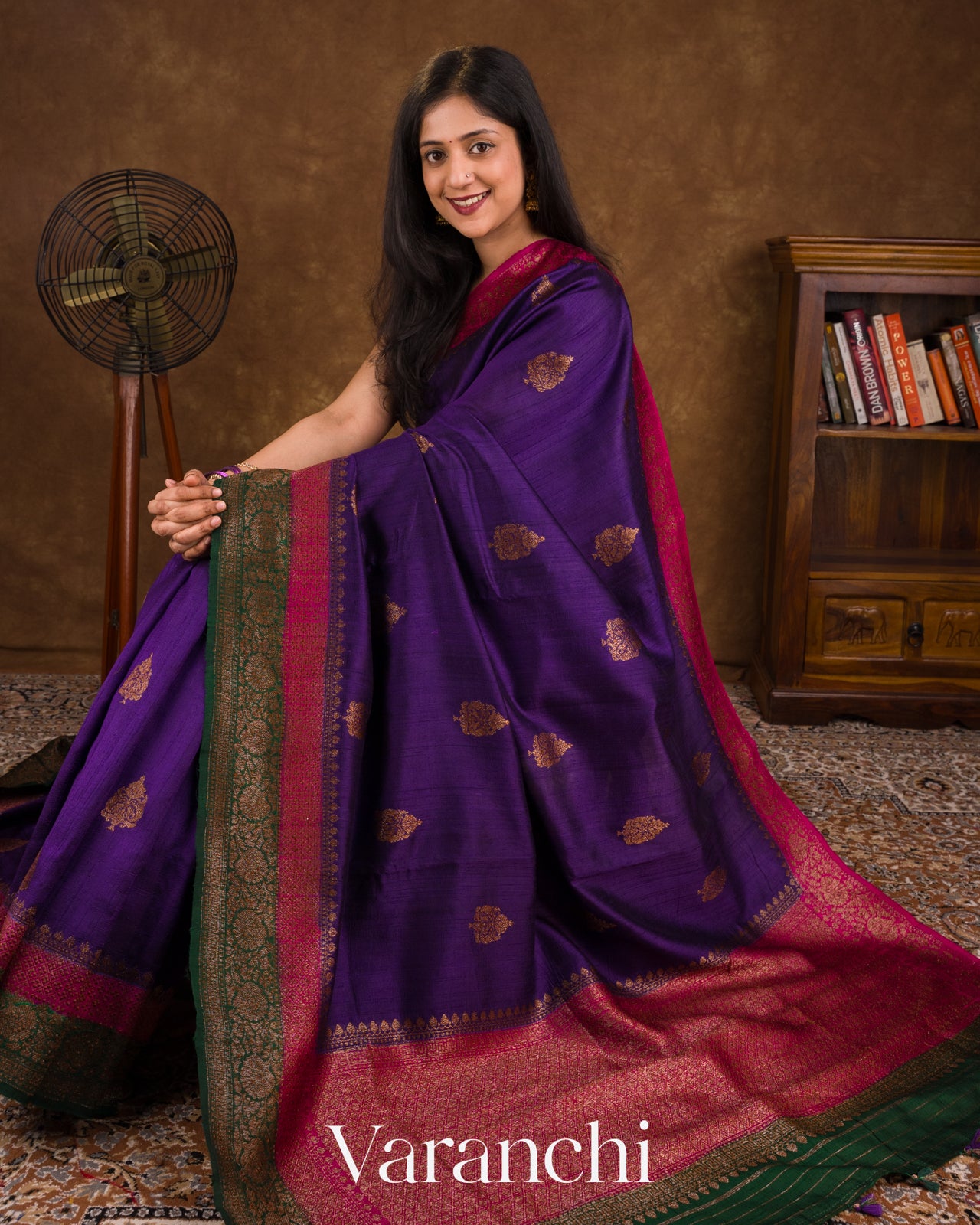 Royal Violet Pure Raw Silk Handloom Saree 