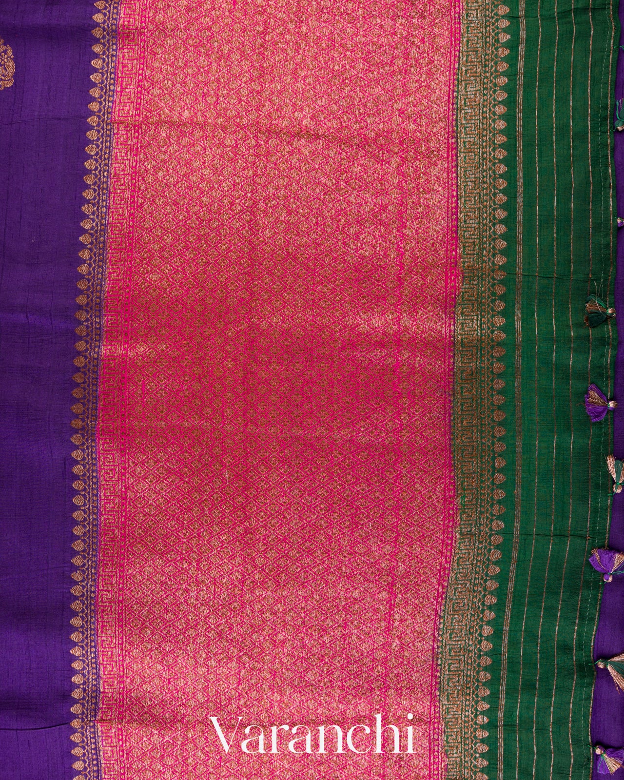 Royal Violet Pure Raw Silk Handloom Saree 