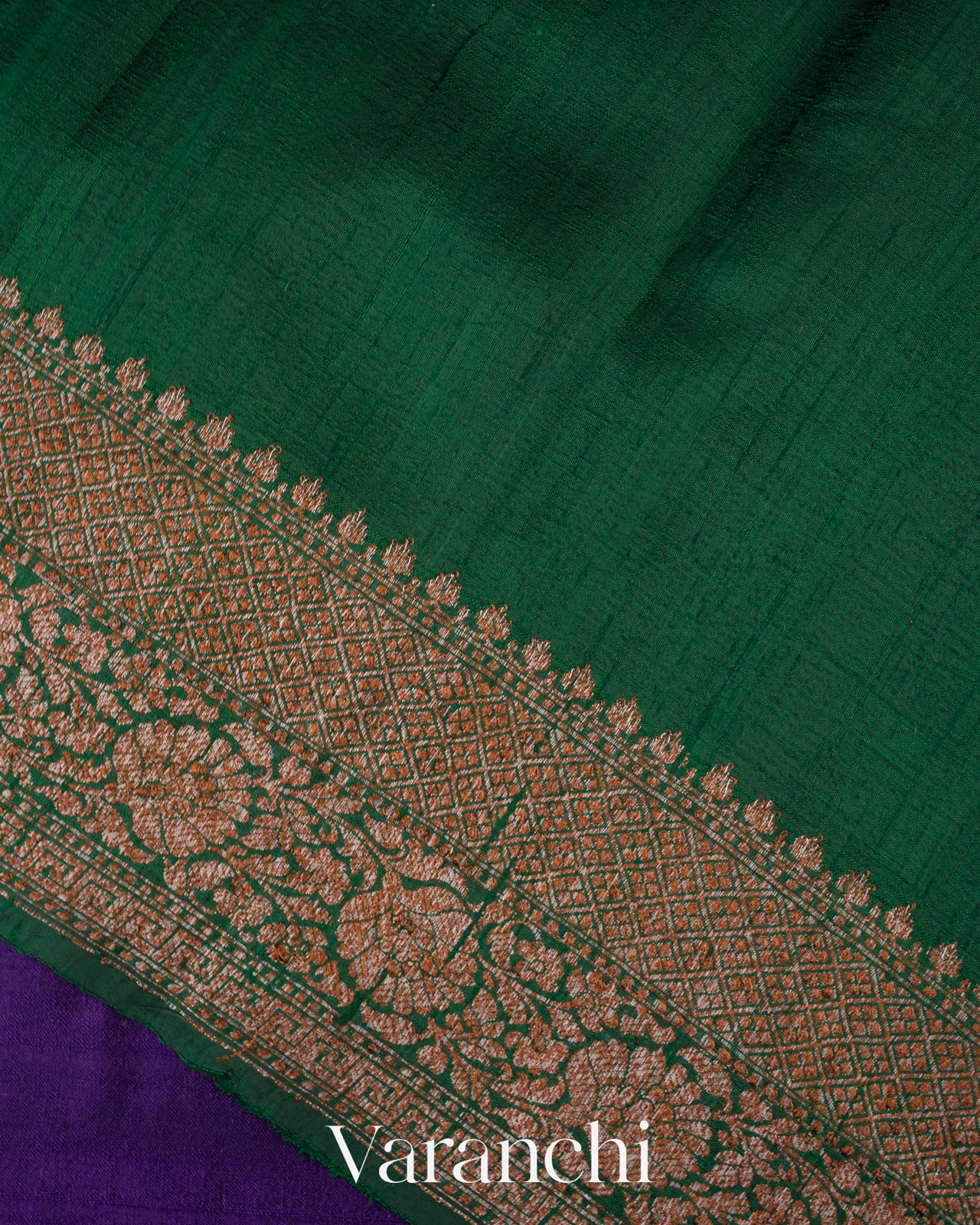 Royal Violet Pure Raw Silk Handloom Saree 