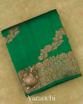 Emerald Green Leheriya Pure Raw Silk Handloom Saree