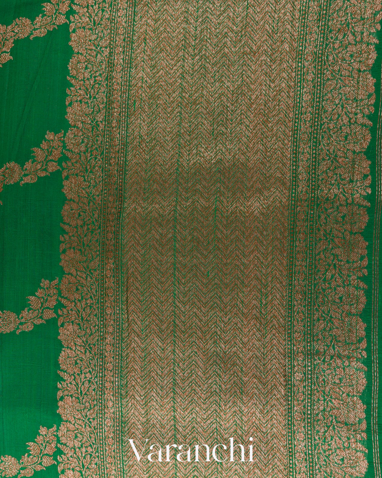 Emerald Green Leheriya Pure Raw Silk Handloom Saree