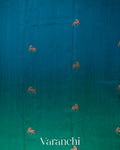 Teal Green and Teal Blue Ombre-Dyed Pure Raw Silk Handloom Saree