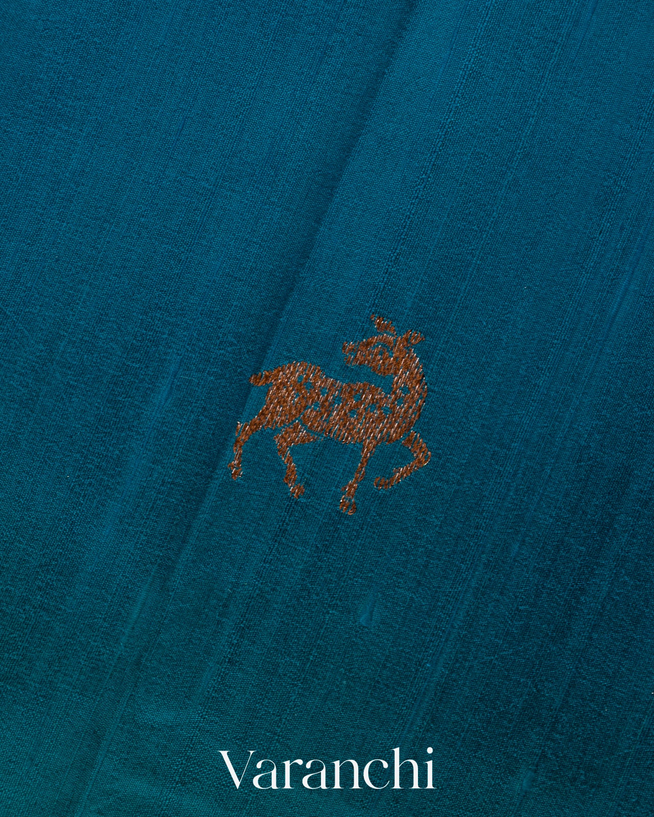 Teal Green and Teal Blue Ombre-Dyed Pure Raw Silk Handloom Saree