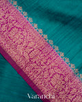 Peacock Blue Pure Raw Silk Handloom Saree