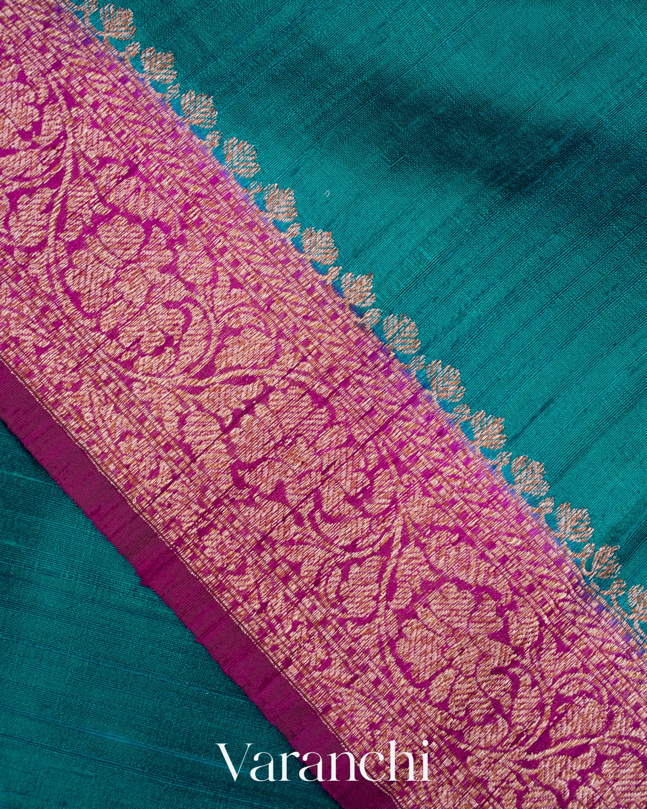 Peacock Blue Pure Raw Silk Handloom Saree