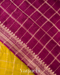 Lime Mustard Checks Raw Silk Handloom Saree