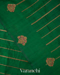 Emerald Green Striped Pure Raw Silk Handloom Saree 