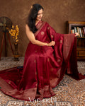 Maroon Pure Raw Silk Handloom Saree 